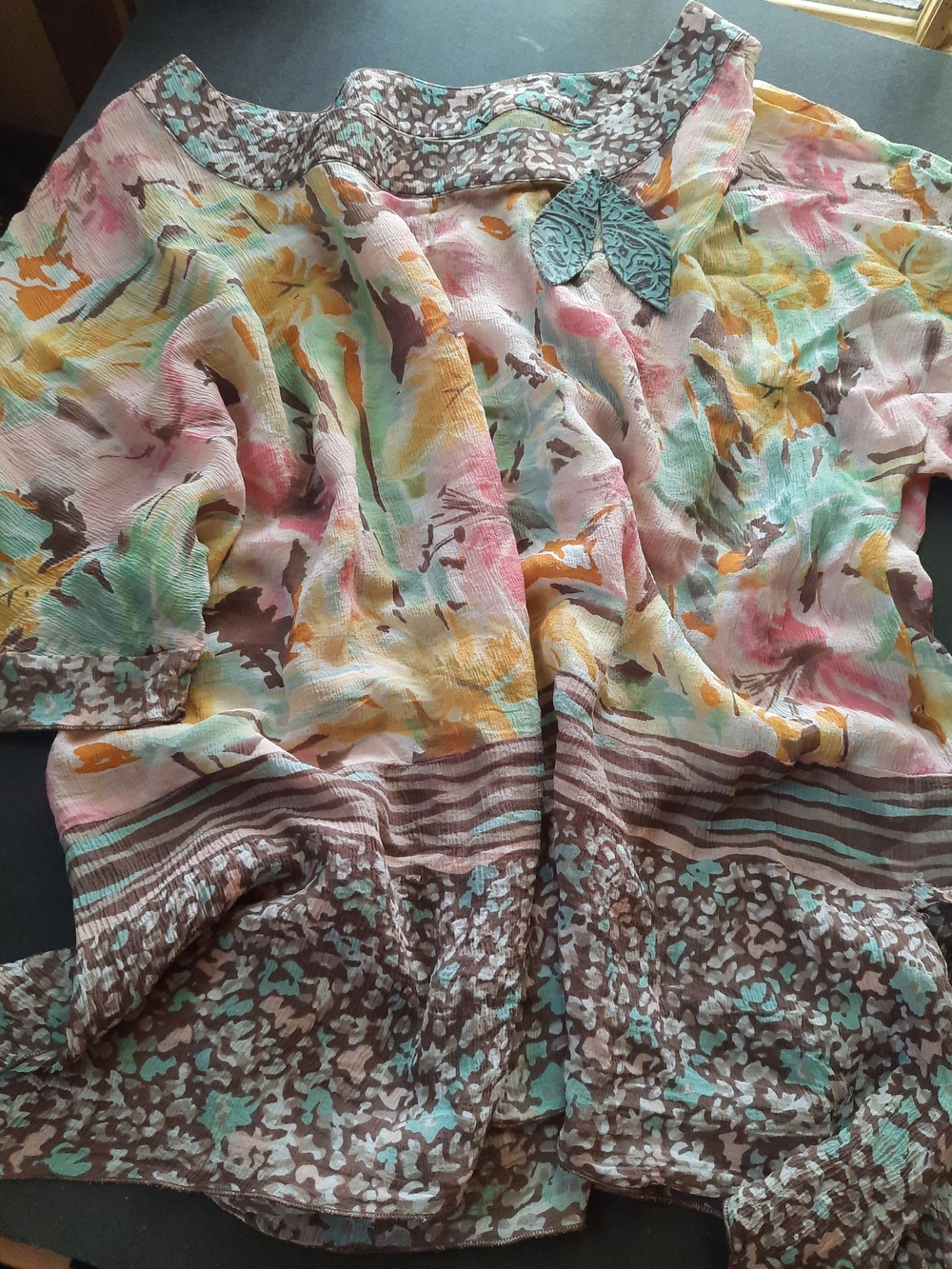 100% SILK CREPE Watercolor Floral Lightweight Blouse in Pastel Palette